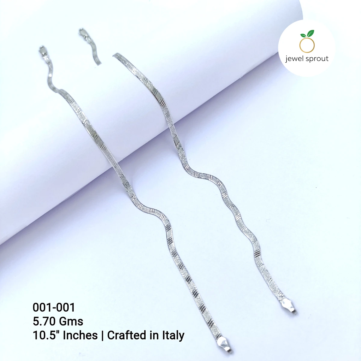 Elegant Italy Flat Anklet - 10.5" Crafted in Sterling Silver