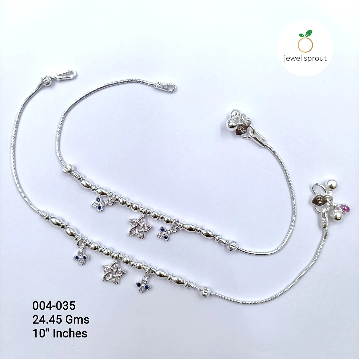 Delicate HP Light Weight Fancy Anklet in 925 Sterling Silver