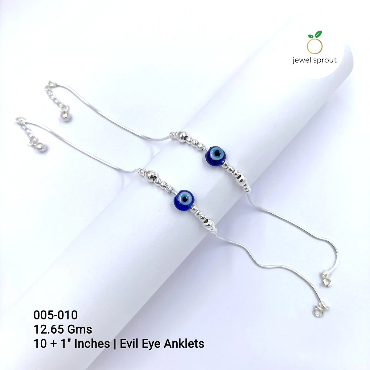 Stylish Snake Evil Eye Anklet in 925 Sterling Silver
