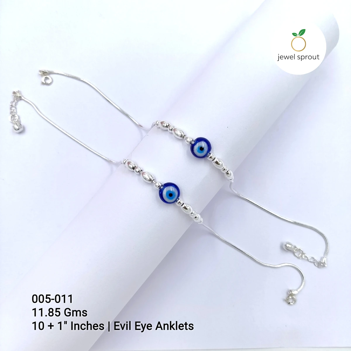 Stylish Snake Evil Eye Sterling Silver Anklet