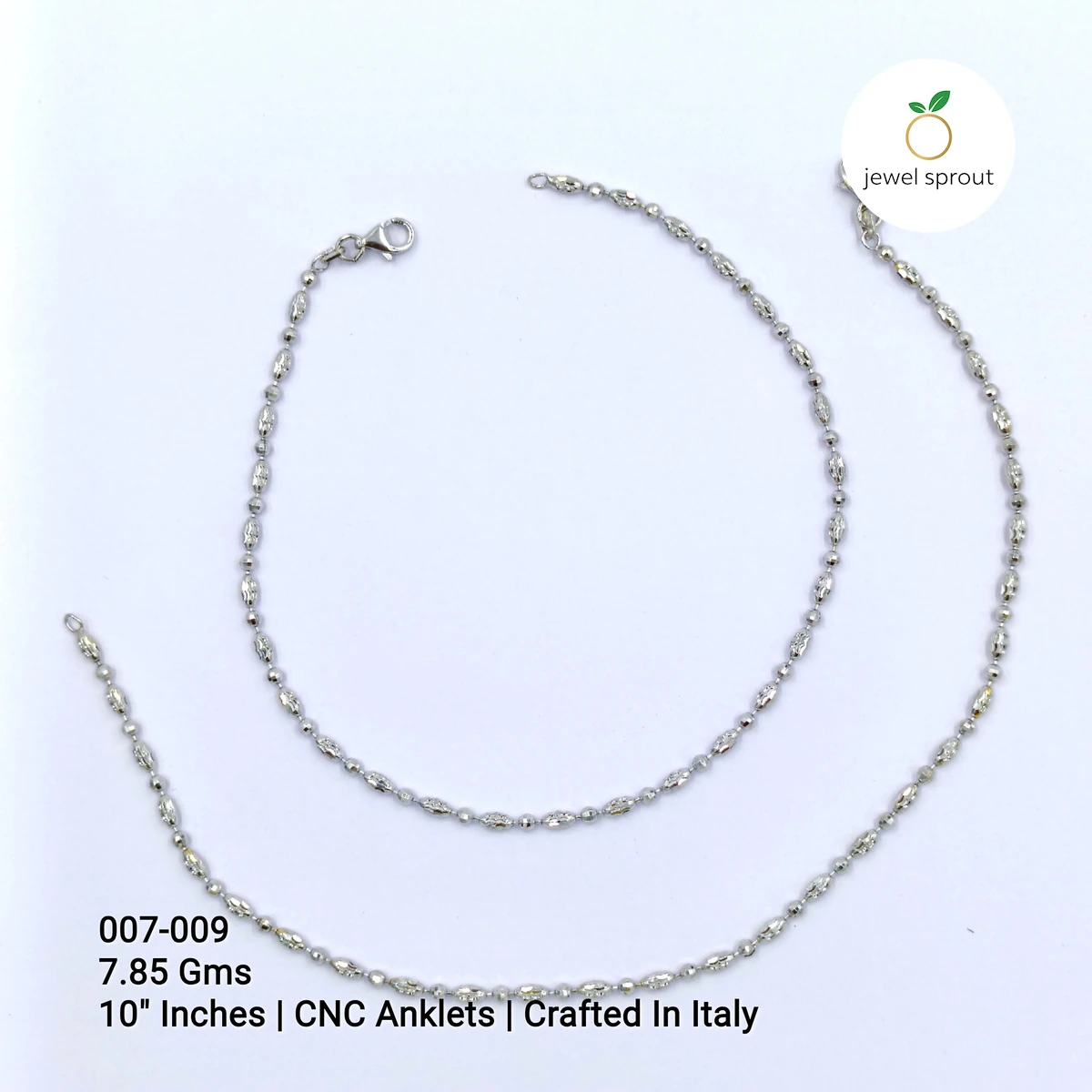 Stylish Italy CNC Ball Anklet in 925 Sterling Silver