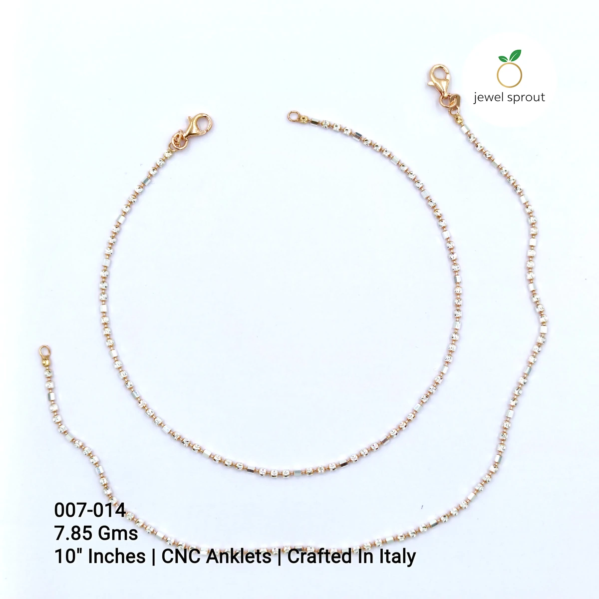 Stylish Italy CNC Ball Anklet in 925 Sterling Silver