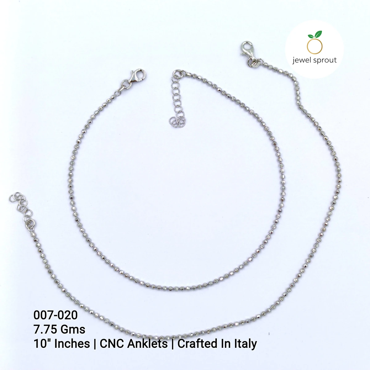 Chic Italy CNC Ball Anklet in 925 Sterling Silver