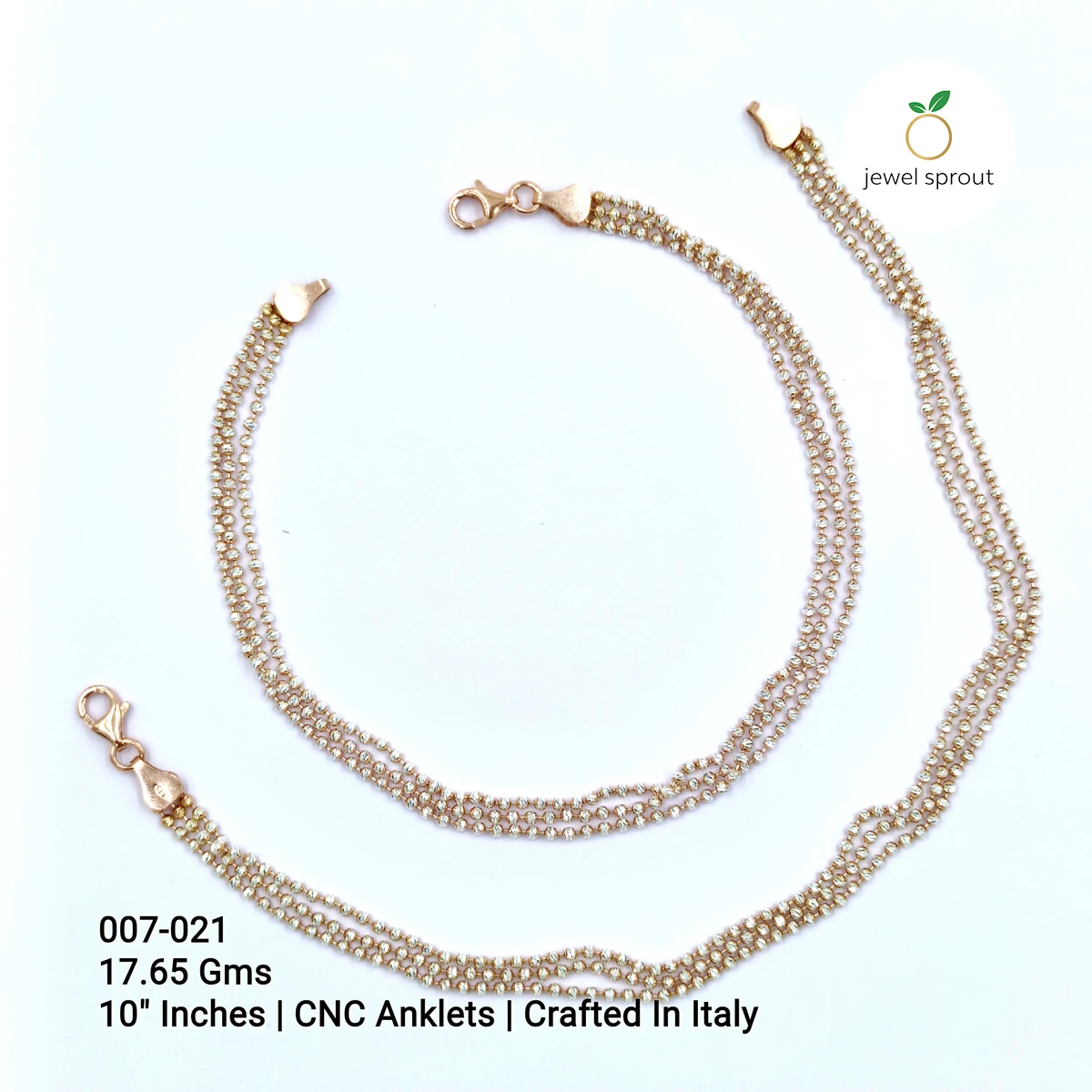 Stylish Italy CNC Ball Anklet in 925 Sterling Silver