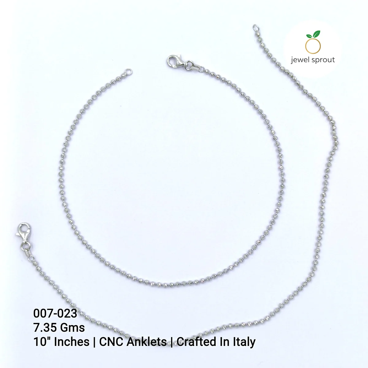 Elegant Italy CNC Ball Anklet in 925 Sterling Silver