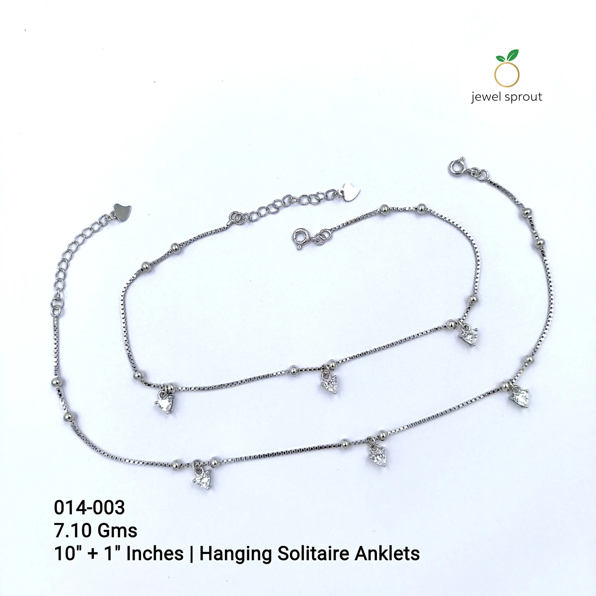 Chic CZ Hanging Solitaire Anklets in 925 Sterling Silver