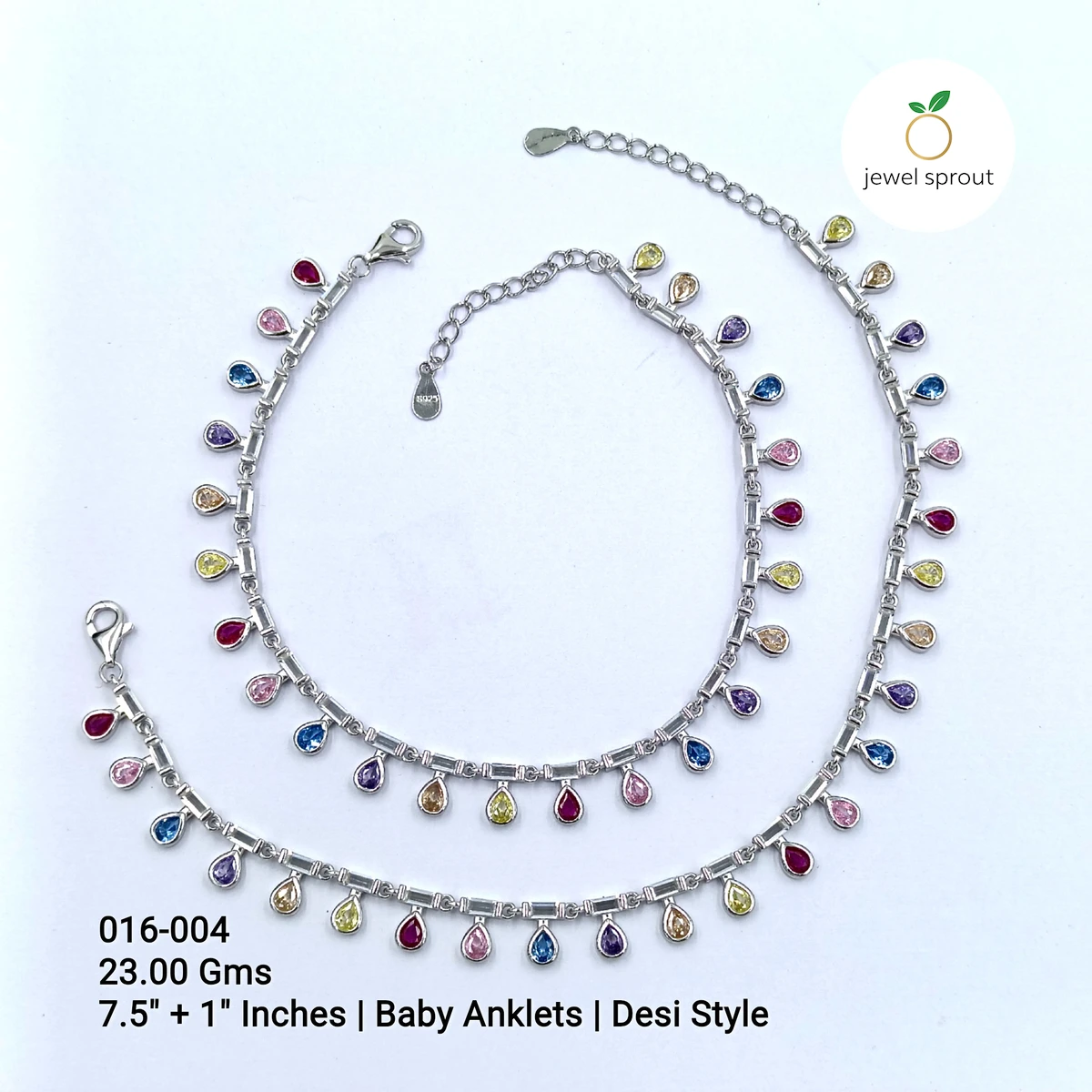 Charming Kids Anklets - Desi Style with Colour Stones