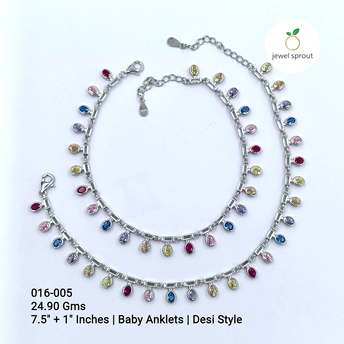 Charming Kids Anklets - Desi Style with Colour Stones