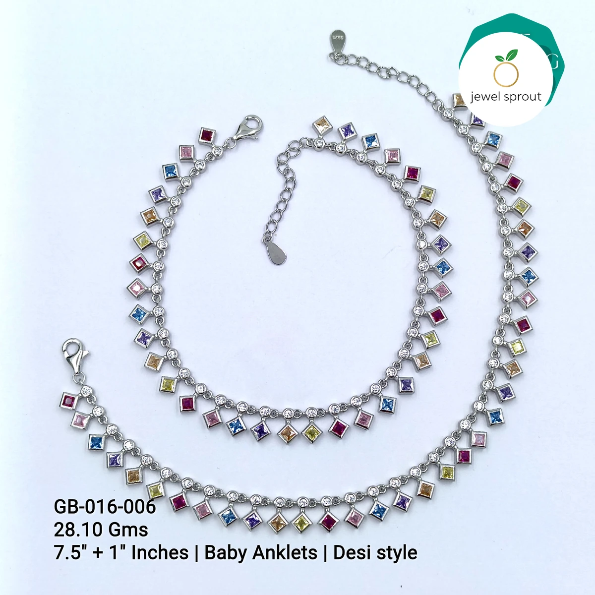 Charming Kids Anklet - Desi Style with Colour Stones