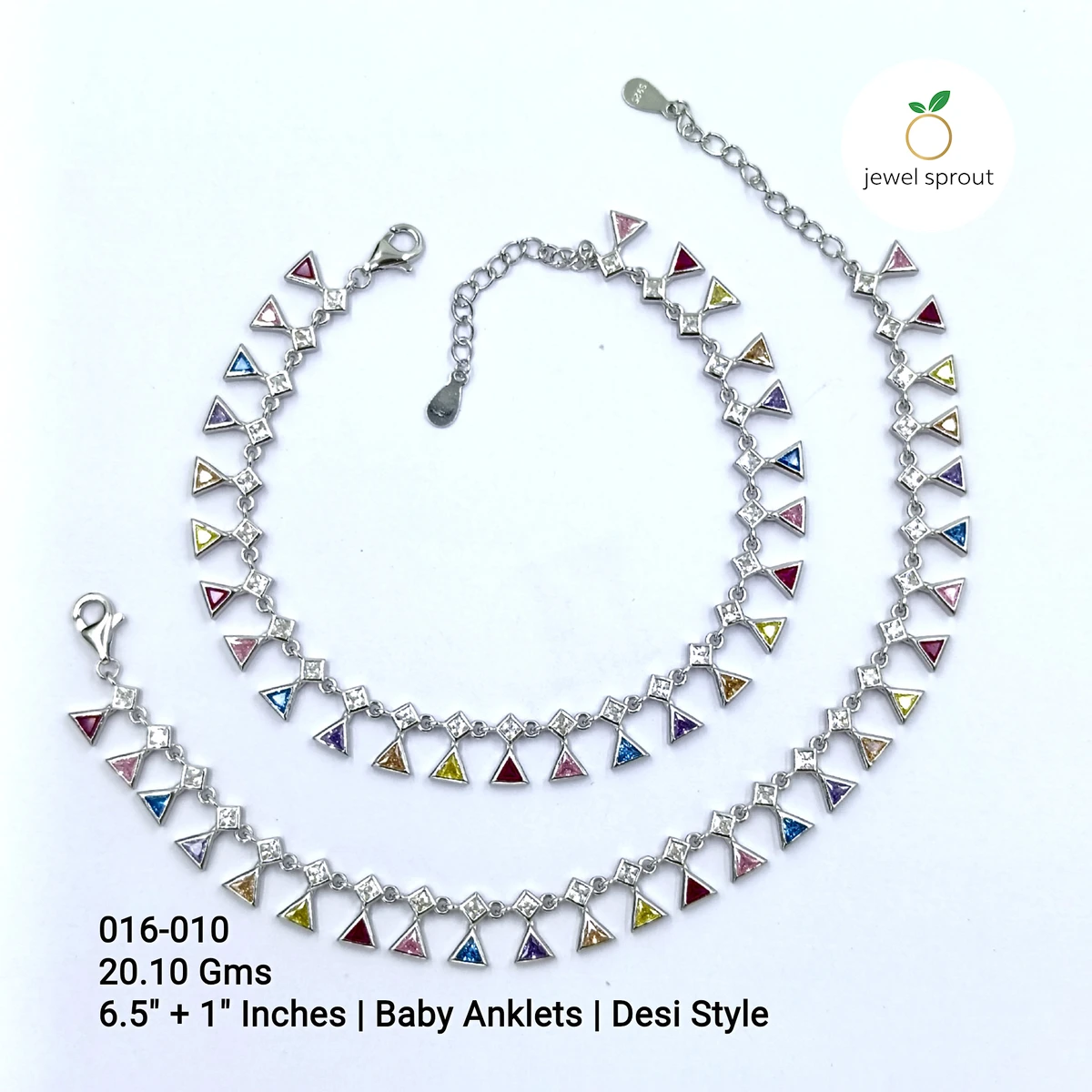 Colorful Kids Anklets - Desi Style with Colour Stones