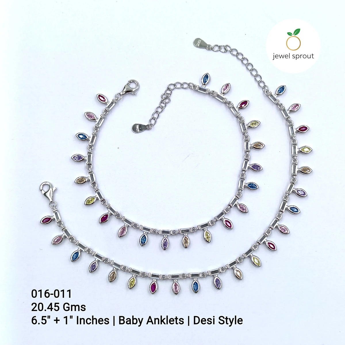 Charming Kids Anklet - Desi Style with Colour Stones