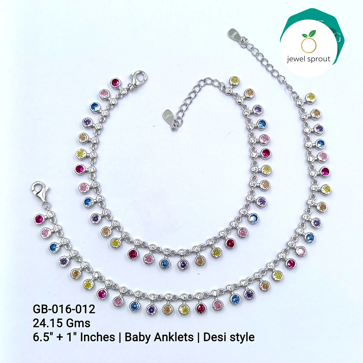 Colorful Kids Anklet in 925 Sterling Silver - Desi Style