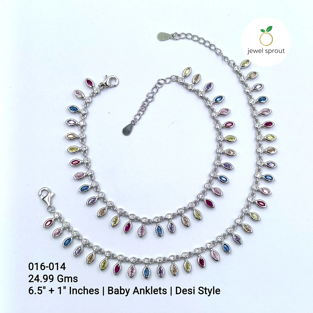 Charming Kids Anklet - Desi Style with Colour Stones