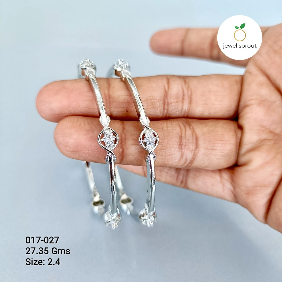 Elegant Zircon Bangles in 925 Sterling Silver