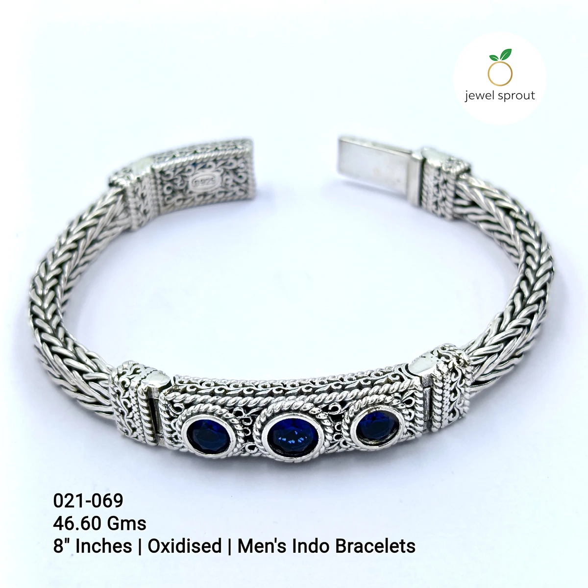 Stylish Oxidised Men's Indo Bracelet in 925 Sterling Silver