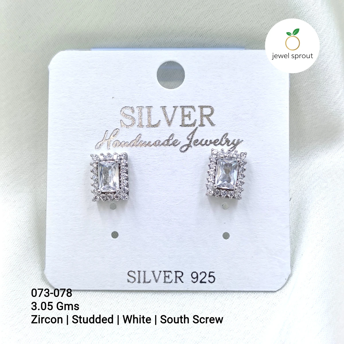 Stylish South Screw Colour Solitaire Earrings in Sterling Silver