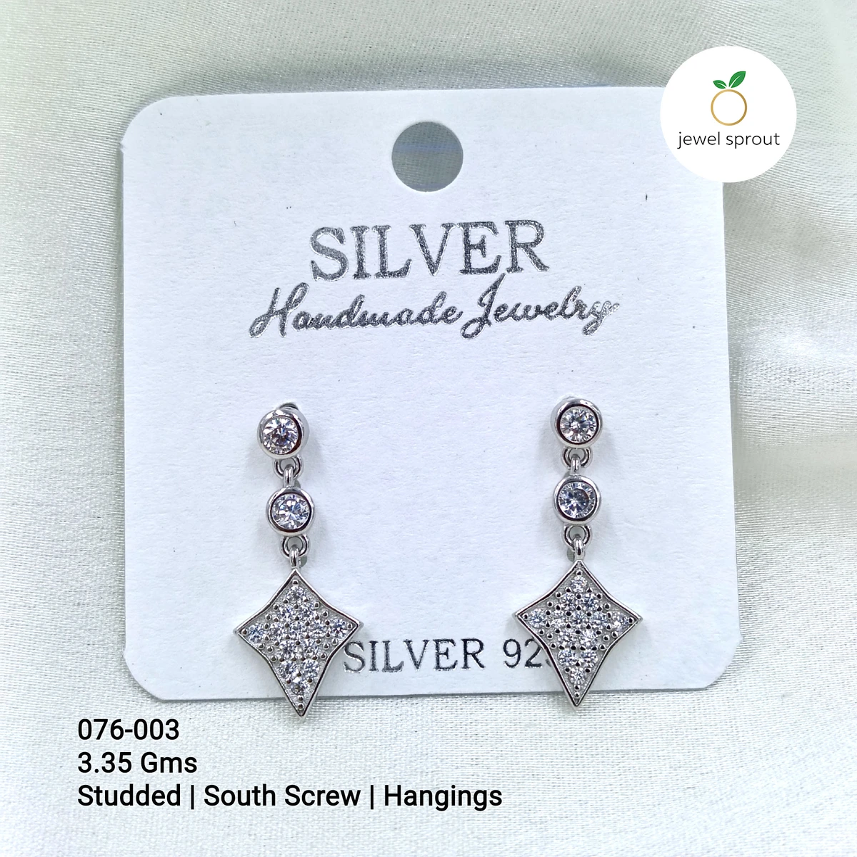 Elegant 925 Sterling Silver South Screw Hanging Earrings
