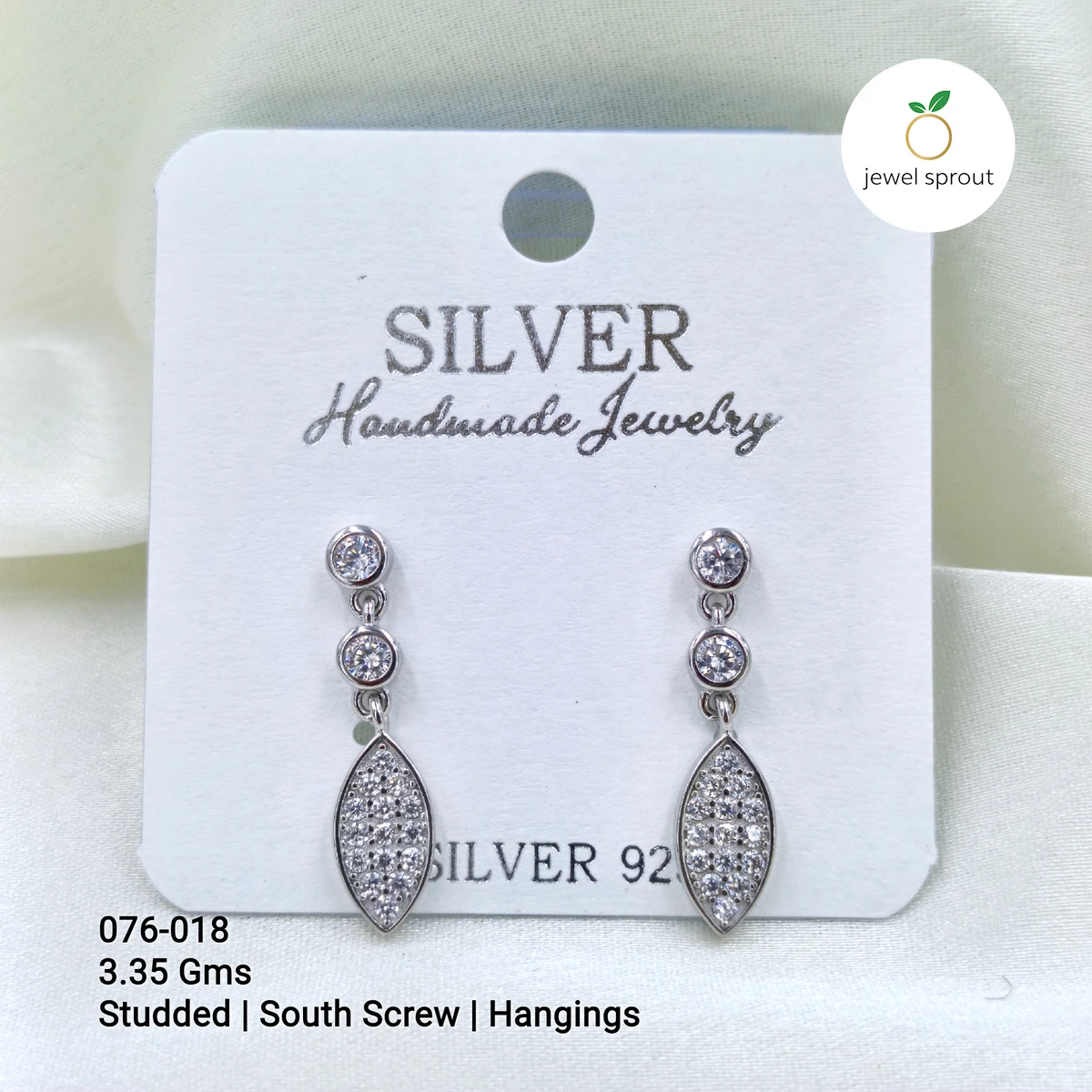 Elegant South Screw Hanging Earrings in 925 Sterling Silver