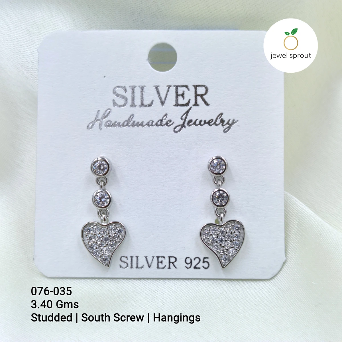 Elegant South Screw Hanging 925 Sterling Silver Earrings