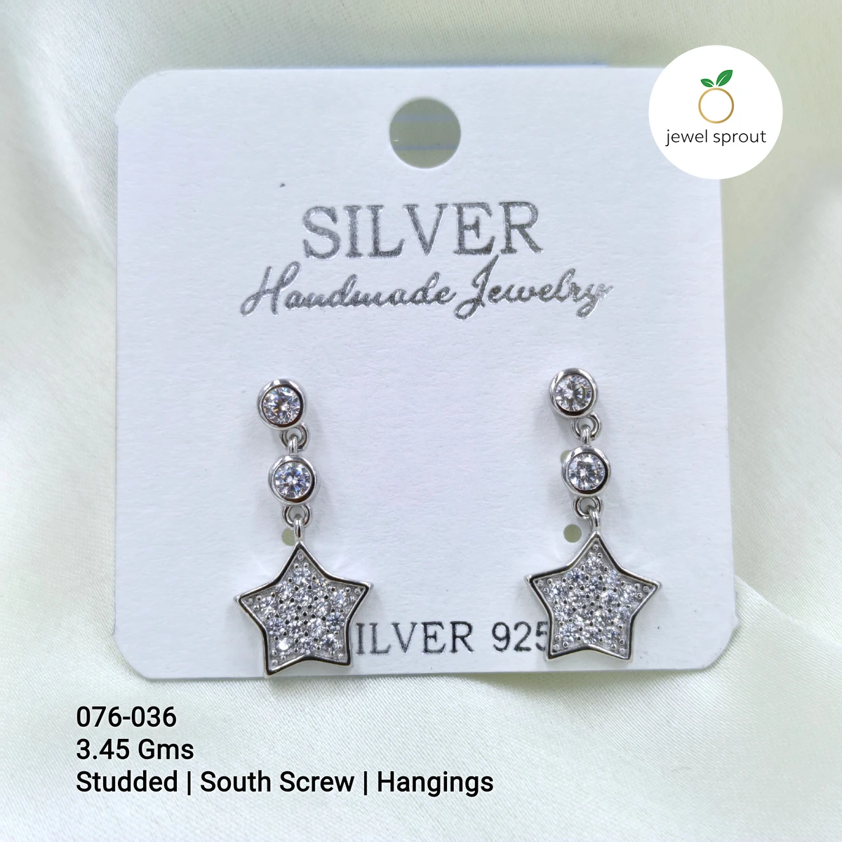 Elegant South Screw Hanging Earrings in 925 Sterling Silver