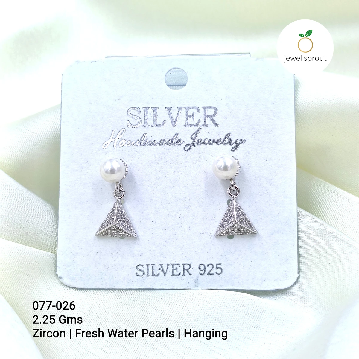 Lightweight CZ Pearl Hanging Earrings in 925 Sterling Silver