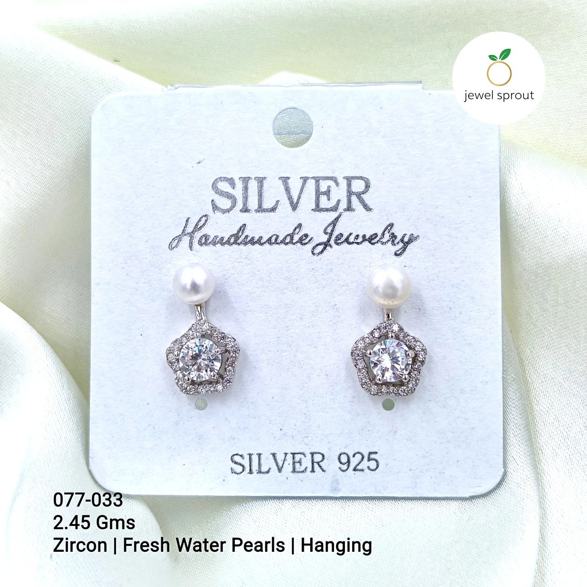 Elegant CZ Pearl Hanging Earrings - Lightweight 925 Silver