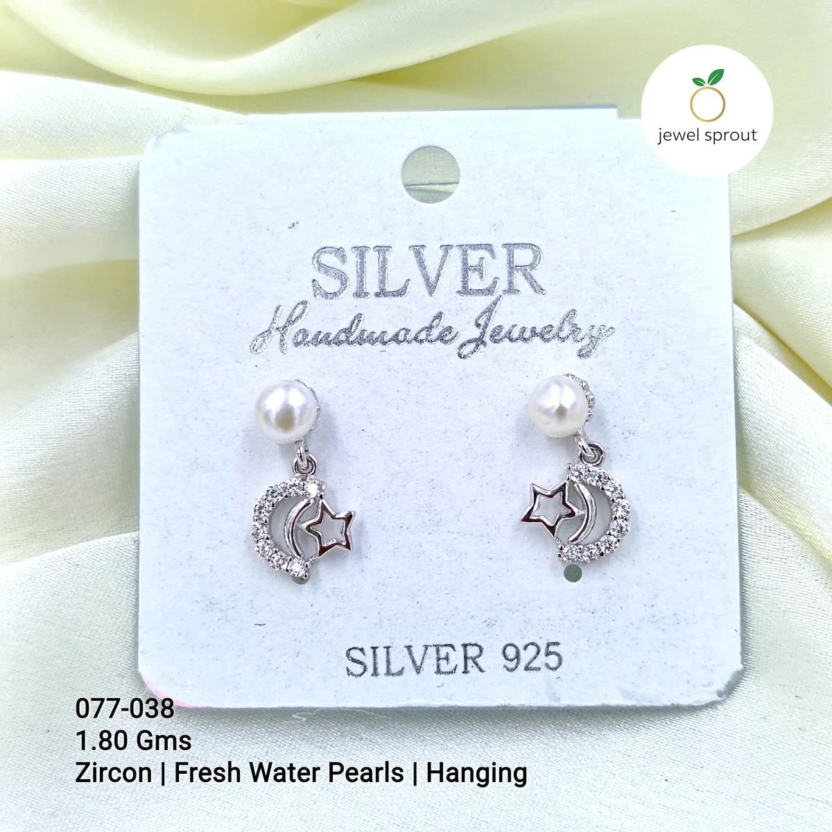 Lightweight CZ Pearl Hanging Earrings in 925 Sterling Silver