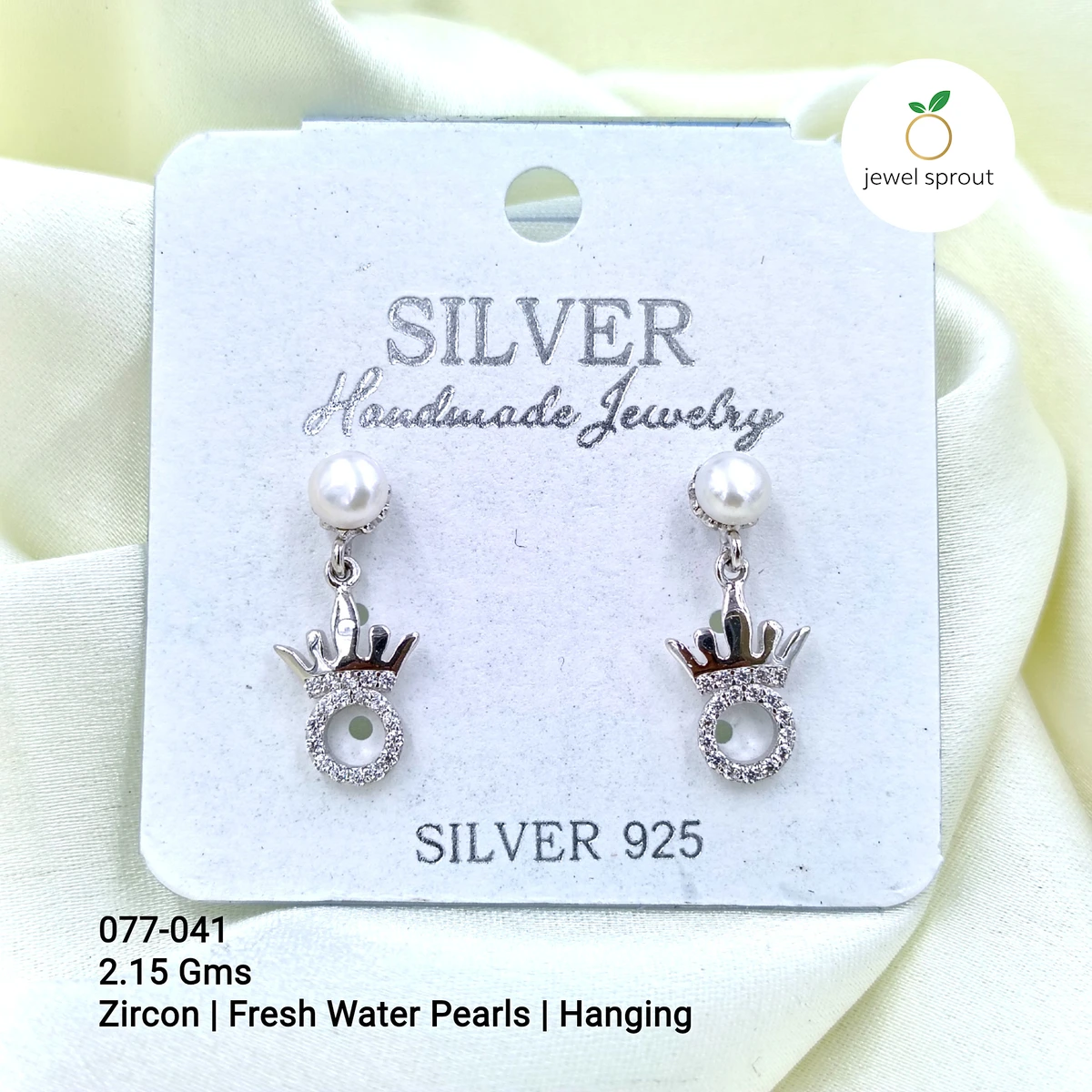 Lightweight CZ Pearl Hanging Earrings in 925 Sterling Silver