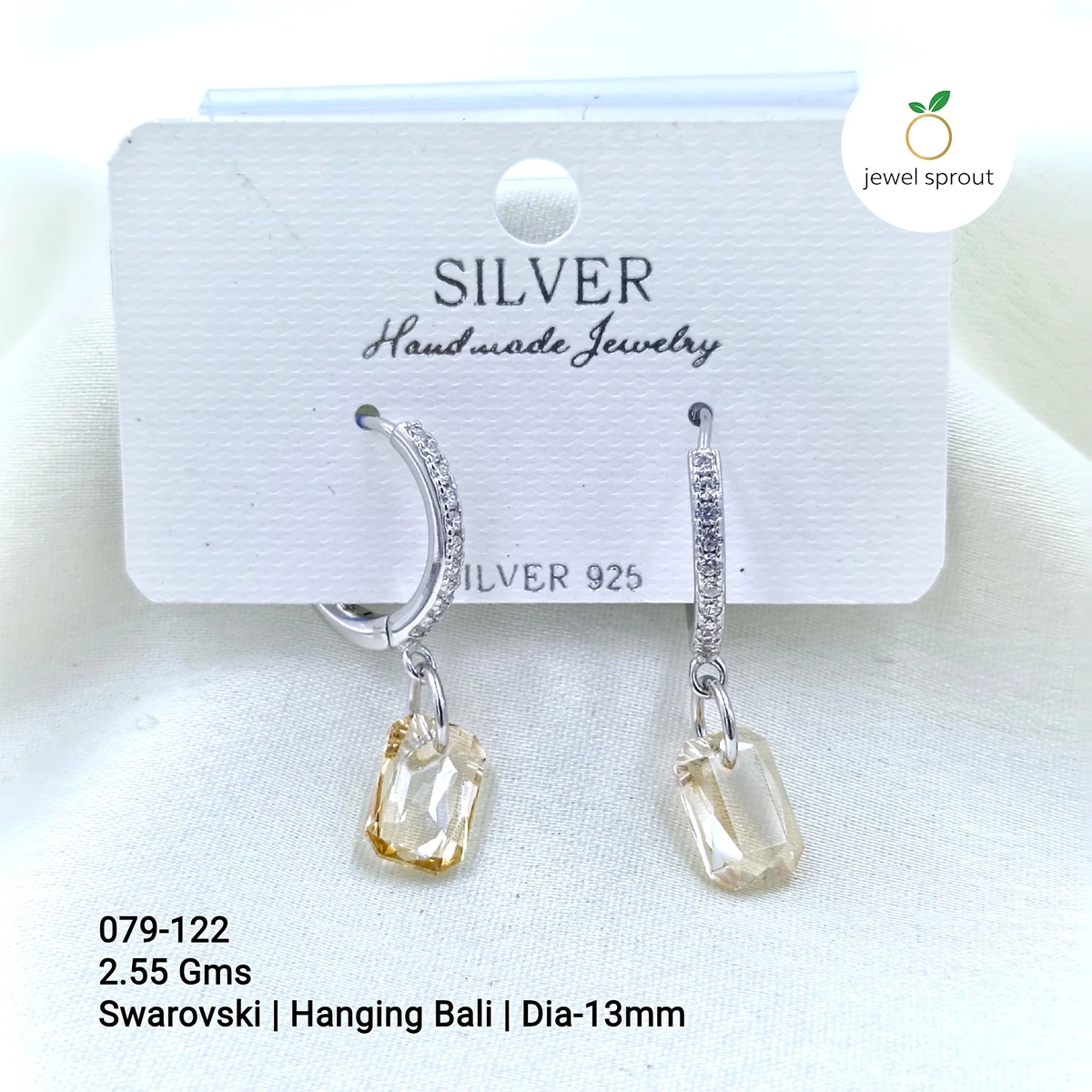 Swarovski Hanging Bali Earrings in 925 Sterling Silver