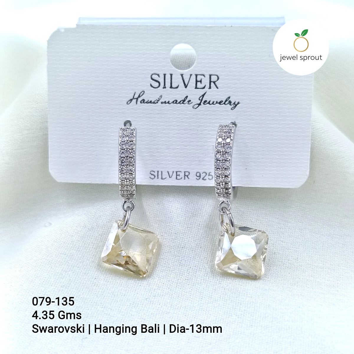 Swarovski Hanging Bali Earrings in Sterling Silver