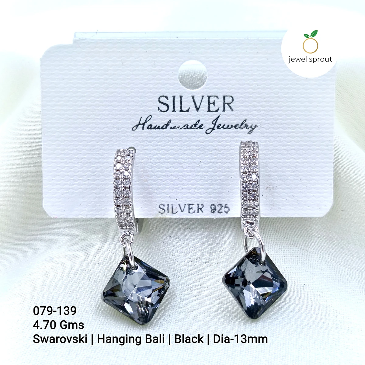 Swarovski Hanging Bali Earrings in 925 Sterling Silver