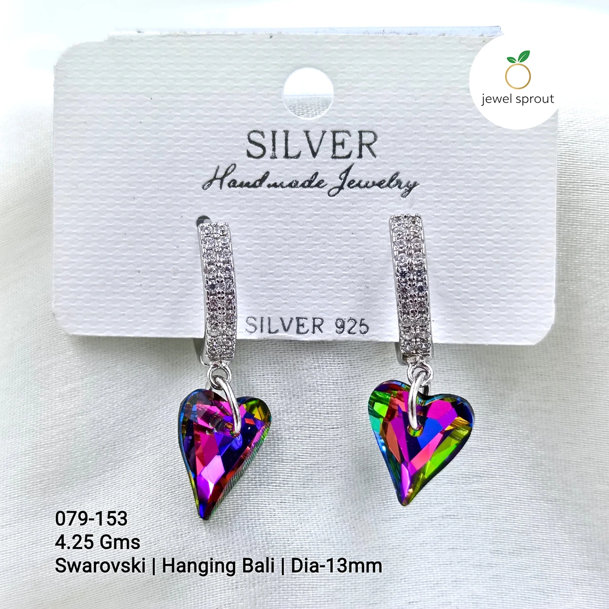 Swarovski Hanging Bali Earrings in 925 Sterling Silver
