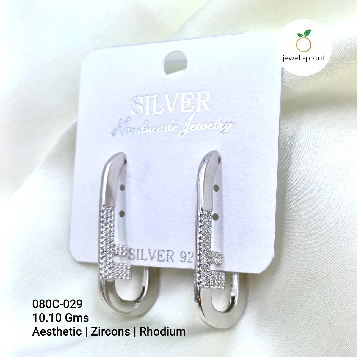 Aesthetic Zircon Rhodium Plated MF Premium Earrings