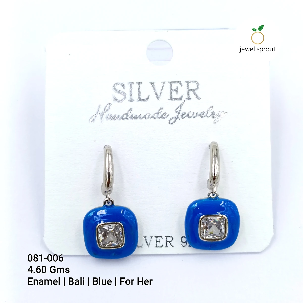 Elegant Blue Enamel 925 Sterling Silver Earrings for Her