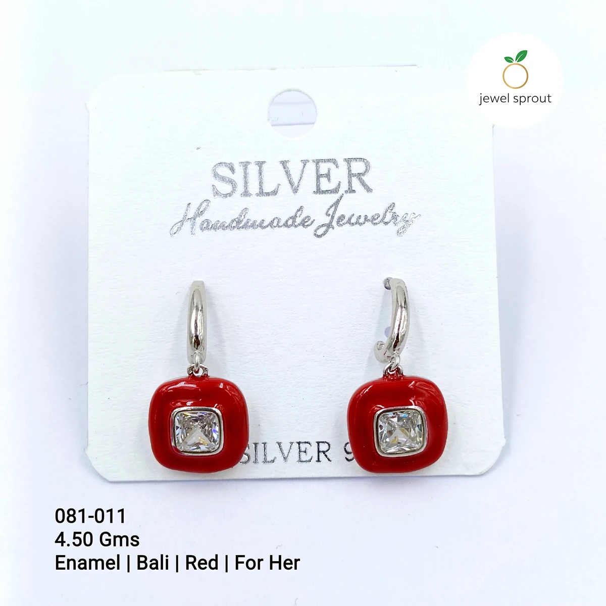 Elegant Red Enamel Earrings for Her - Bali Design