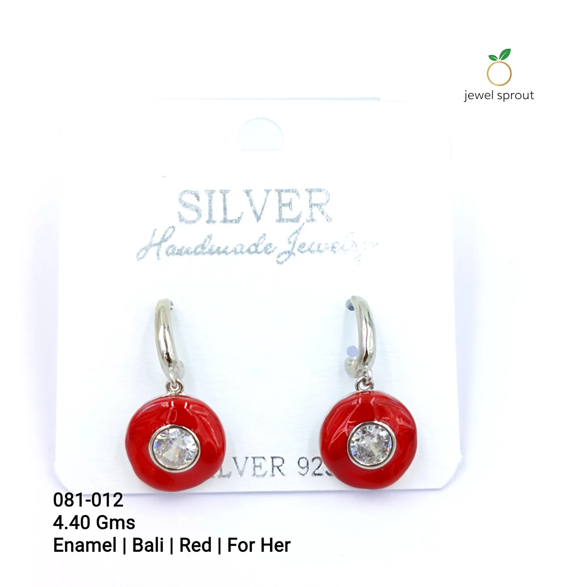 Red Enamel 925 Sterling Silver Bali Earrings for Her