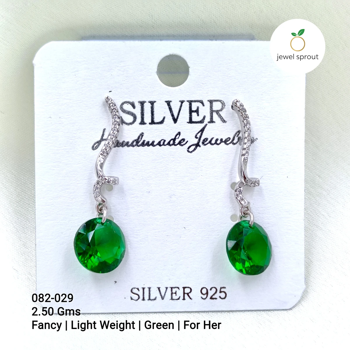 Light Weight Green Fancy Earrings for Her - 925 Sterling Silver