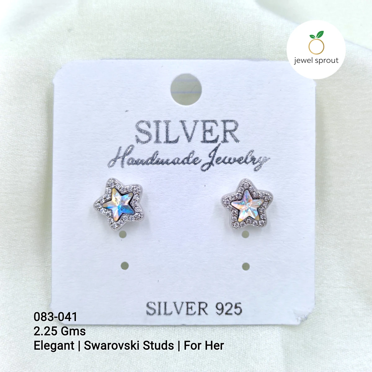 Elegant Swarovski Studs Earrings for Her - Sterling Silver