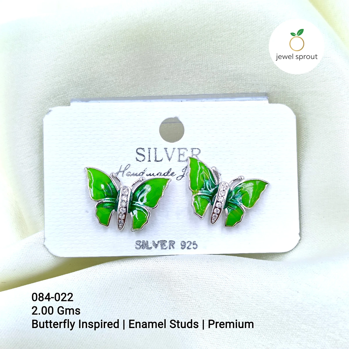 Butterfly Enamel Earrings | Premium Silver Studs