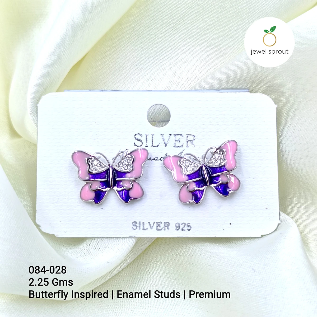 Butterfly Enamel Earrings - Premium 925 Sterling Silver Studs