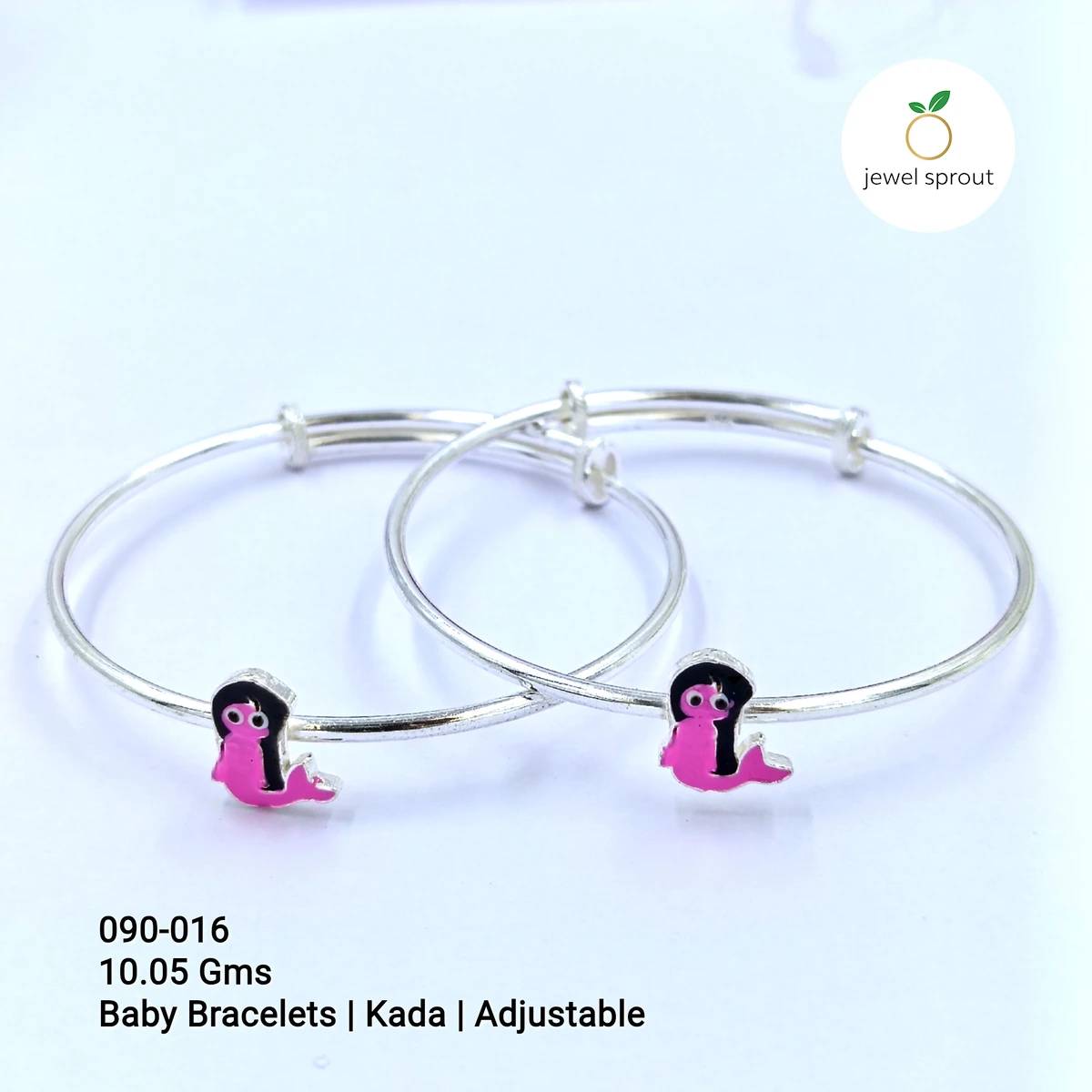 Charming Baby Enamel Kadli in Sterling Silver