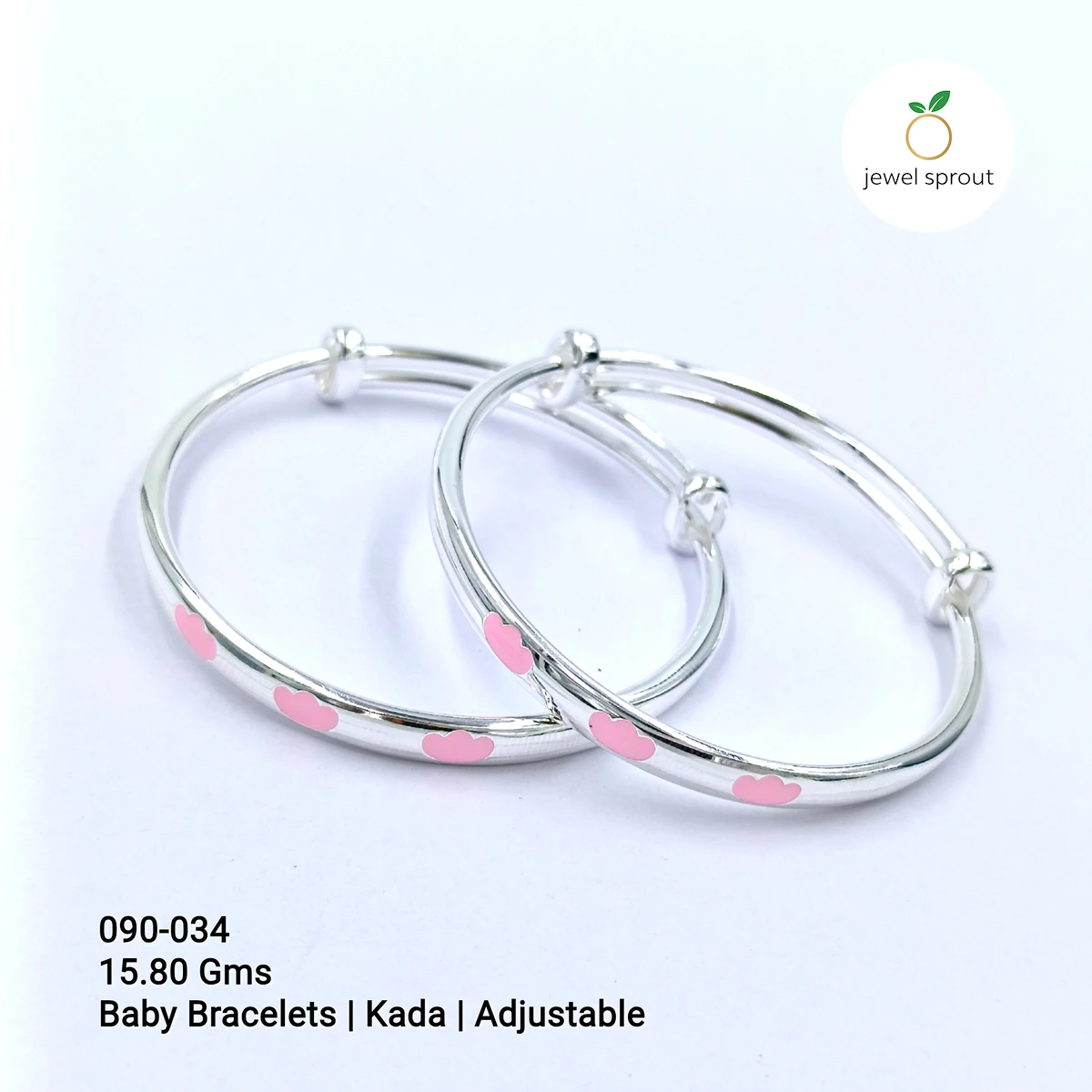 Charming Baby Enamel Kadli in 925 Sterling Silver