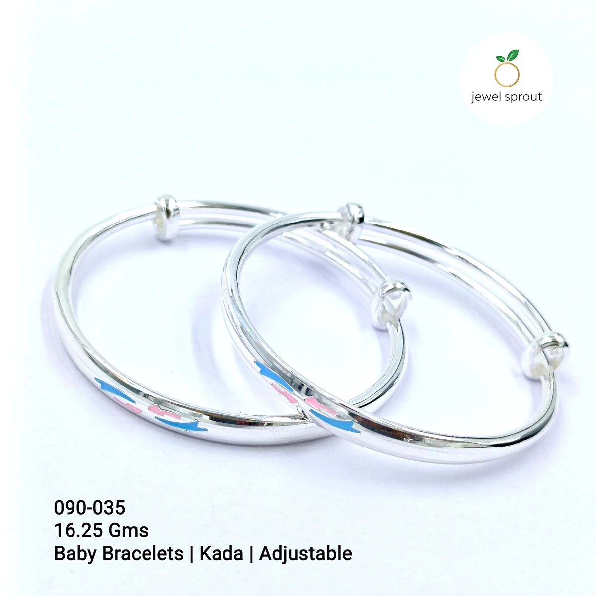 Charming Baby Enamel Kadli in 925 Sterling Silver