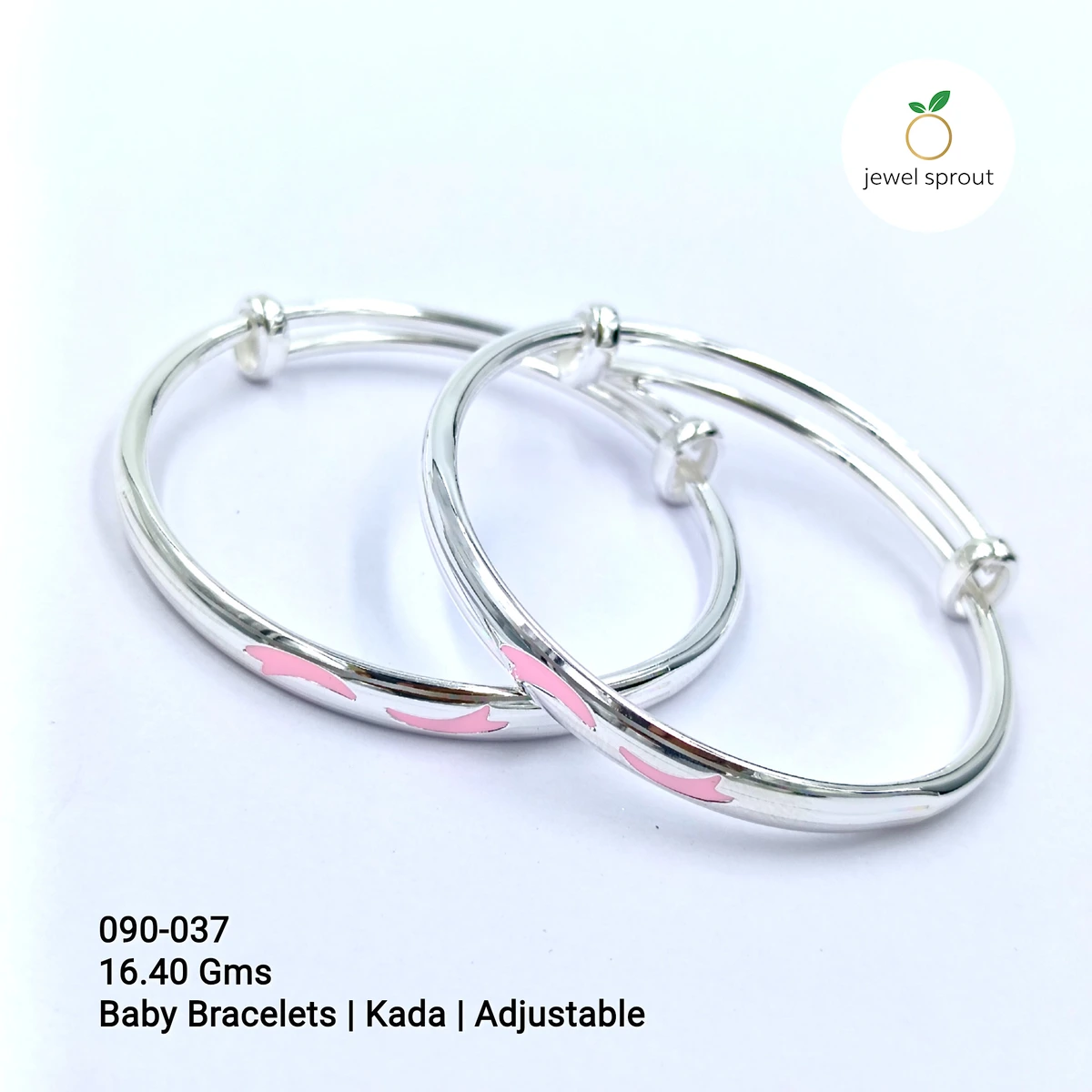 Charming Baby Enamel Kadli in 925 Sterling Silver