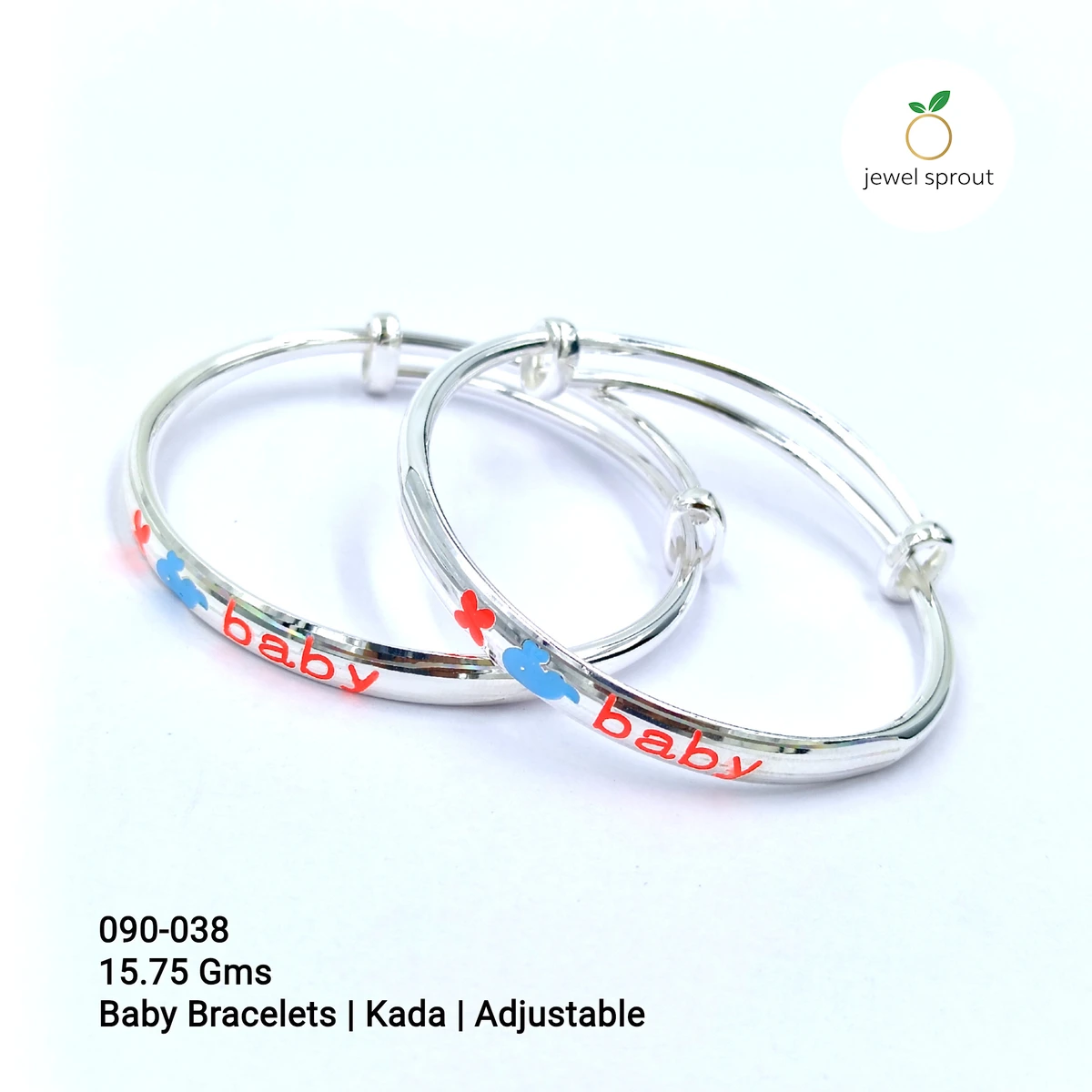 Charming Baby Enamel Kadli in 925 Sterling Silver