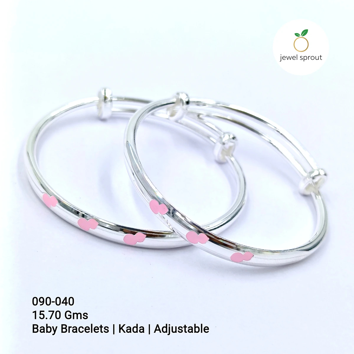 Charming Baby Enamel Kadli in 925 Sterling Silver