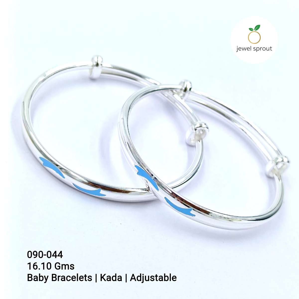 Charming Baby Enamel Kadli in 925 Sterling Silver