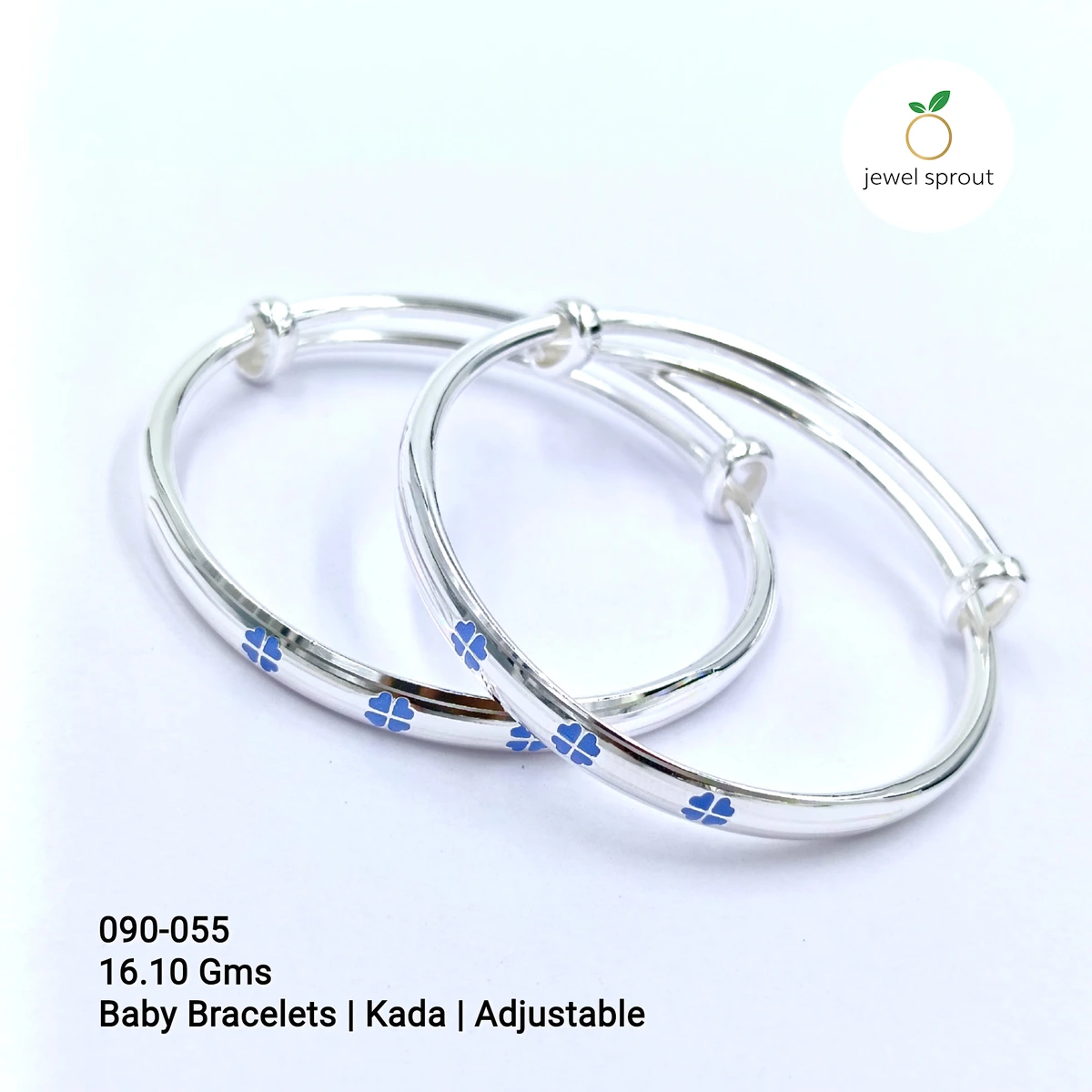 Stylish Baby Enamel Kadli in 925 Sterling Silver