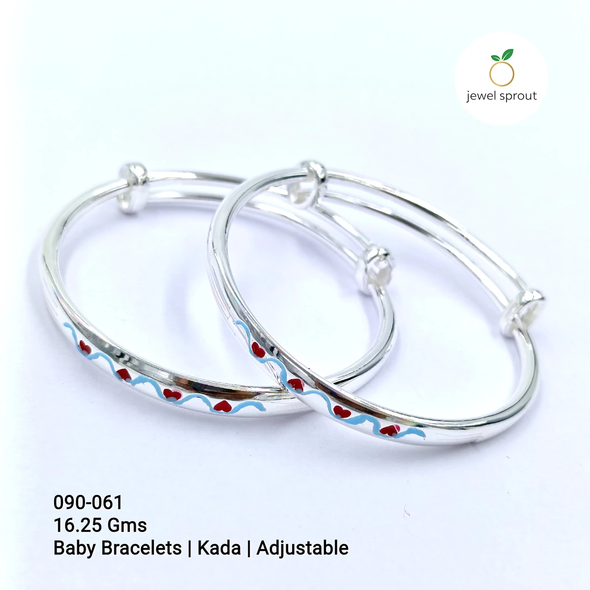 Charming Baby Enamel Kadli in 925 Sterling Silver