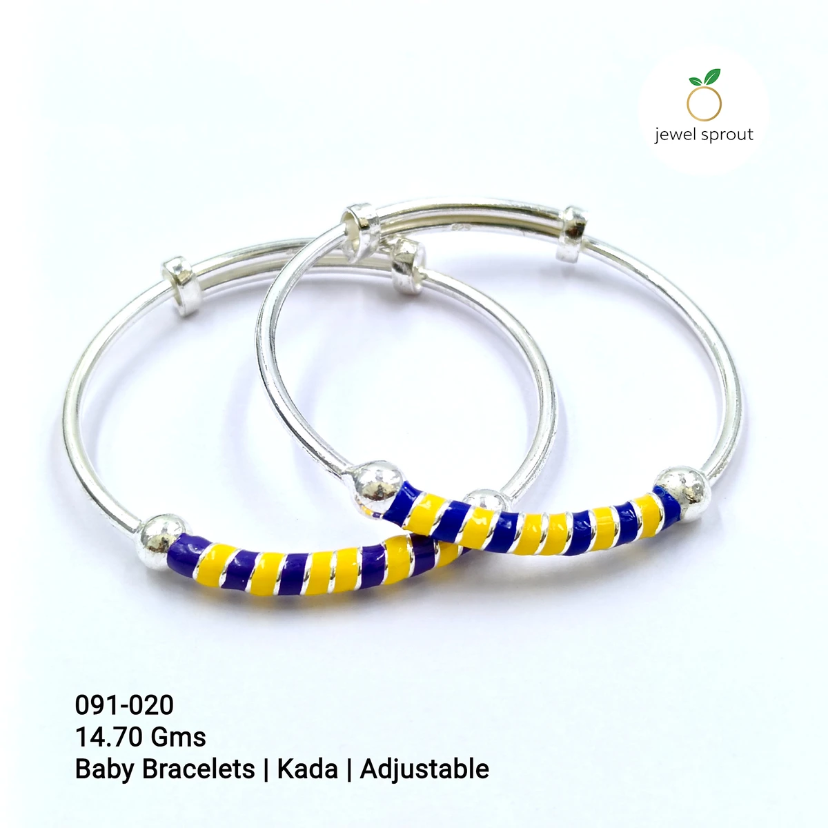 Charming Baby Enamel Kada A+ in 925 Sterling Silver